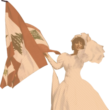Bride with lebanese flag