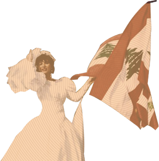 Bride with lebanese flag
